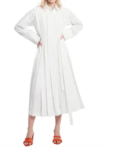 Aje Modest Belted Dress White Size 8