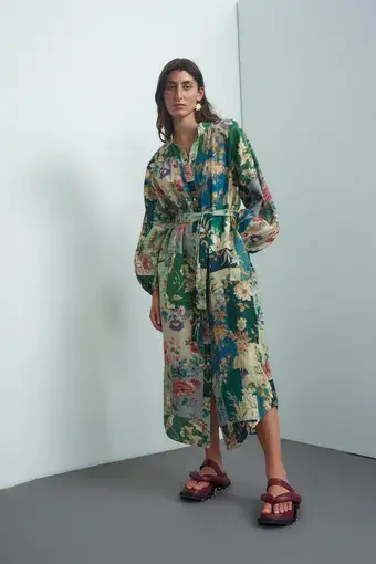 Alemais Loretta Patchwork Shirtdress Green Size 8