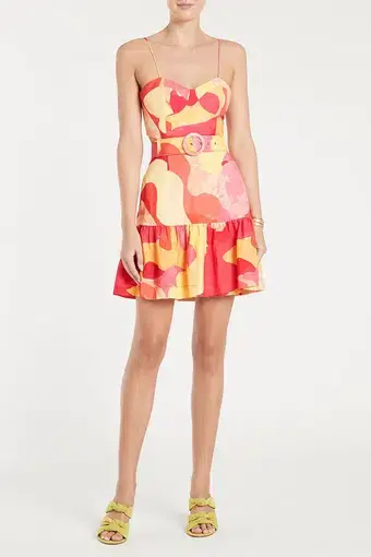 Rebecca Vallance Toretta Cut Out Mini Dress Multi Print Size 12