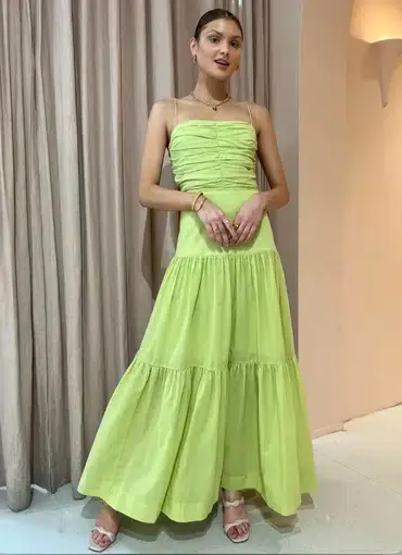Bec & Bridge Solstice Drop Waist Dress Lime Green Size 6