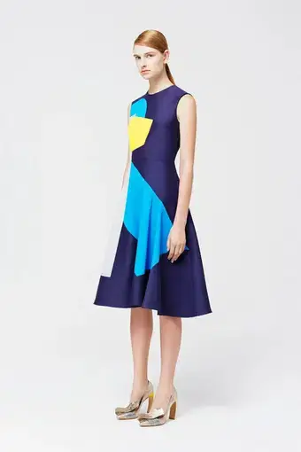 Roksanda Navy Colour Block Midi Dress Size Au 8 