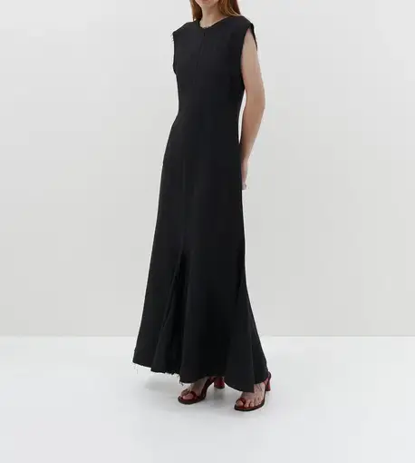 Bassike Viscose Raw Detail Dress Black Size 00 / Au 6