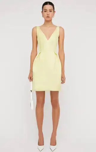 Scanlan Theodore Satin Mini Dress in Lemon Size 8 / S