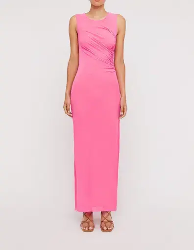 Scanlan Theodore Italian Mesh Gathered Dress Pink Size 6 / XS