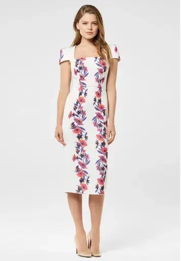 Yeojin Bae Double Crepe Floral Vine Therese Midi Dress White Size 8 