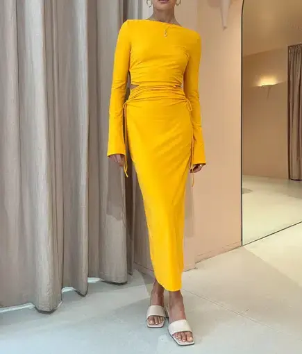 Camilla and Marc Alexandre Midi Dress in Marigold Yellow Size 10