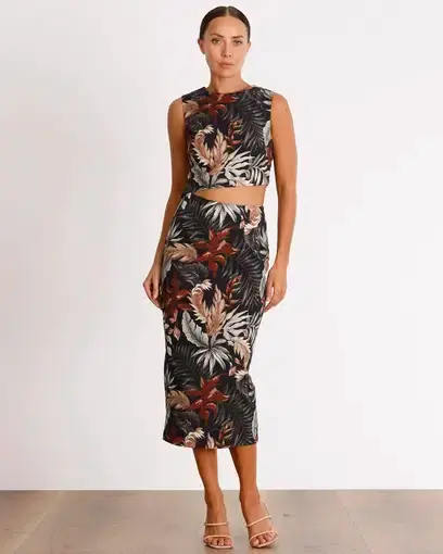 Pasduchas Keep Palm Midi Dress Print Size 8
