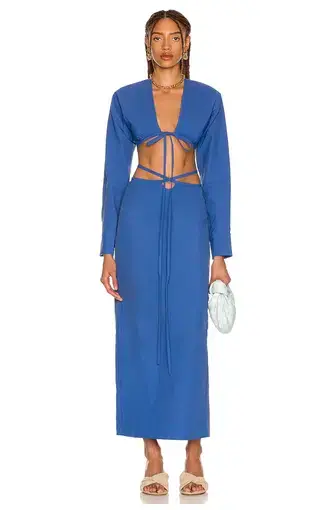 Christopher Esber Magyar Cropped Top and Loophole Tie Skirt Set in Lapis Blue
Size XS / Au 6