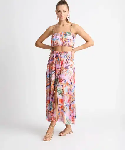 Sheike Malibu Dreaming Crop and Skirt Print Size 6