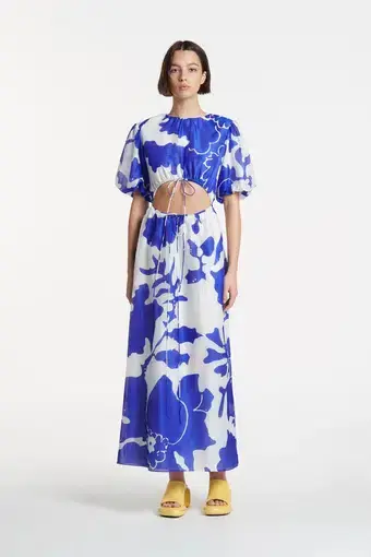 Sir the Label Vivi Puff Sleeve Maxi Dress Blue Size AU 8 
