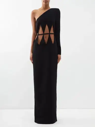 Monot One-Shoulder Cut Out Crepe Black Size 8
