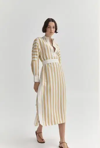 Sarah Jane Clarke Kiki Kaftan Lemon Stripe Size 6