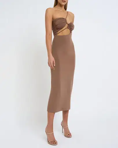 By Johnny - Siya Slice Gather Dress Brown Size AU 8