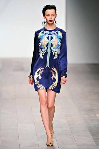 Holly Fulton Hand Gun navy silk dress - 8