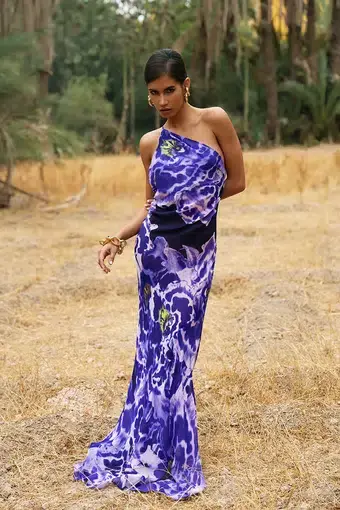 Rat & Boa Simonetta Maxi Dress Purple Orchud Print Size S/Au 8