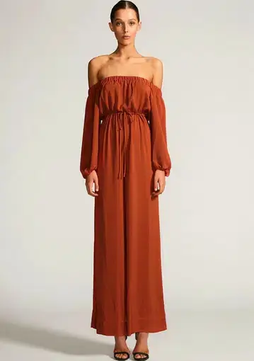 Shona Joy Off The Shoulder Jumpsuit Rust  Size 8