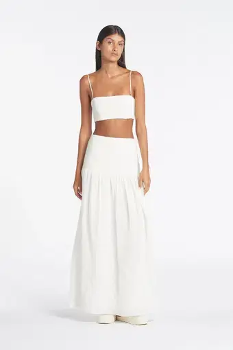 Sir The Label Diana Crop Top  and Smocked Maxi Skirt Set Ivory Size 2 / Au 10