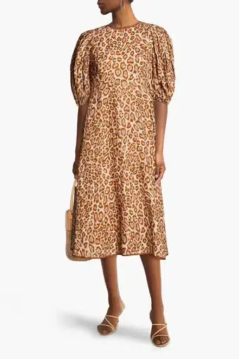 Zimmermann Concert Day Midi Dress Leopard Print Size 1 / Au 10