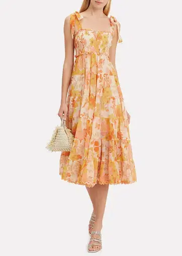 Zimmermann Primrose Crinkle Dress Orange Size AU 8