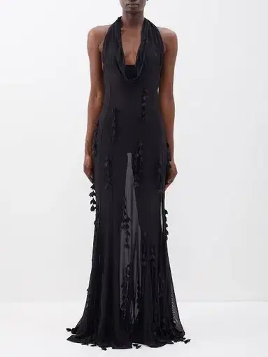 Jacquemus Mazzolu Floral Appliqué Dress Black Size 38