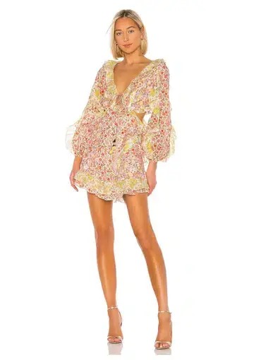Zimmermann Goldie Spliced Short Dress Floral Size 6