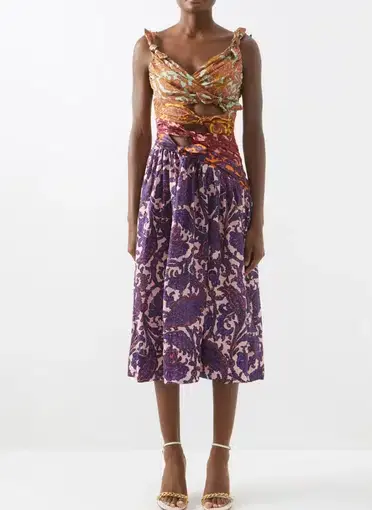 Zimmermann Tiggy Bow Midi Dress Spliced Paisley Size 14