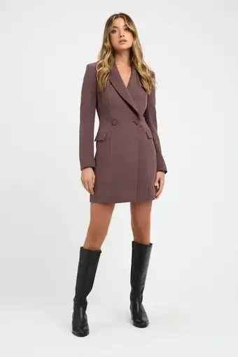 Kookai Lux Blazer Dress Chocolate Size 36/AU 8