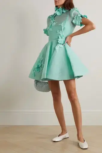 Zimmermann High Tide Lift Off Flower Mini Dress In Mint Size 1 / Au 10