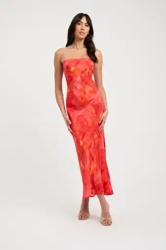 Kookai Zya Slip Dress Coral Red Size 6