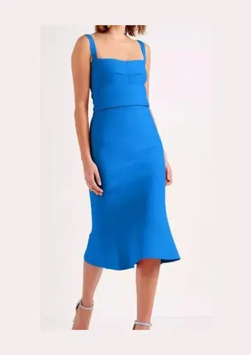 Scanlan Theodore Crepe Knit Bralette Midi Dress Blue Size M / Au 10
