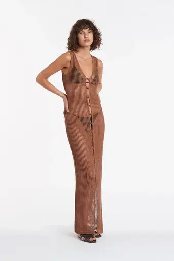 Sir the Label Dulcie Longline Button Up Dress Chocolat Size 1 / AU 8