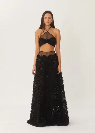 Arcina Ori Vivienne Crop and Maxi Skirt Set Black Size XS / Au 6