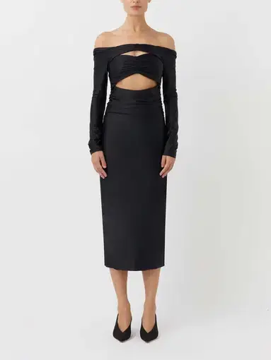 Camilla and Marc Berkley Off Shoulder Midi Dress Black Size 6