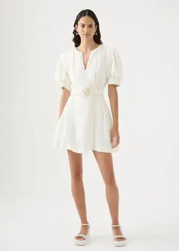 Aje Beacon Structured Mini Dress Ivory Size S/AU 8