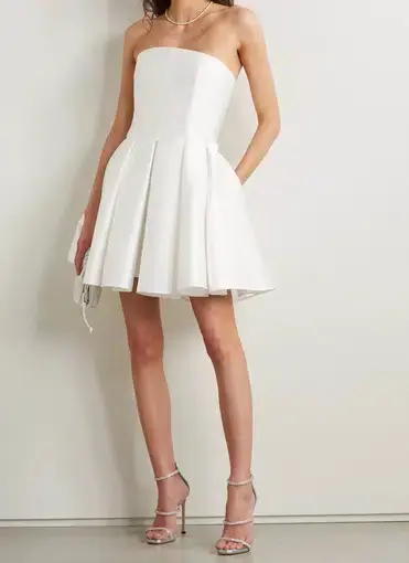 Rasario Strapless Pleated Satin Mini Dress White Size 8