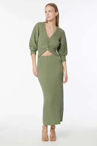 Manning Cartell Love Match Knit Midi Dress Olive Green Size 6