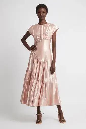 Aje Serendipity Reflection Midi Dress Blush Pink Size AU 10