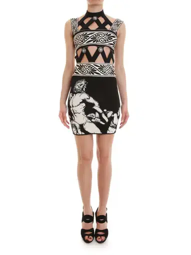 Fausto Puglisi Diamond Cutout Knit Mini Dress Print Size 36 / AU 6