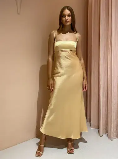Bec & Bridge Carrie Maxi Dress in Gold Size 8