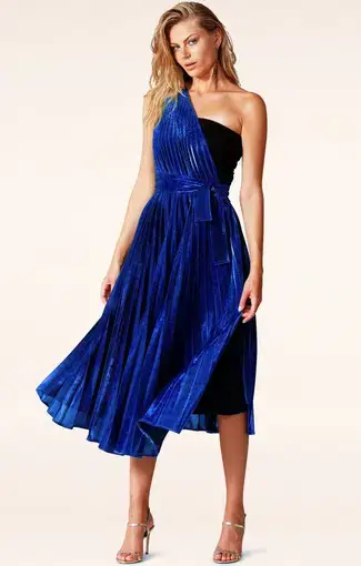 Sacha Drake Bala Pleated Dress in Sapphire Blue Size AU 10