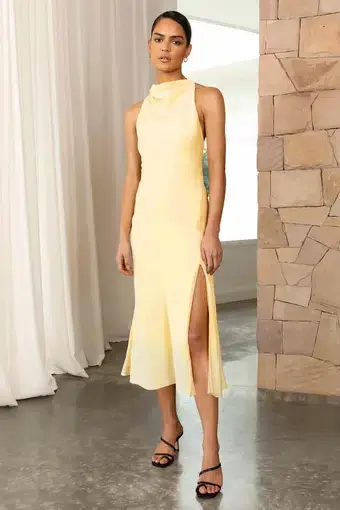 Misha Dawn Midi Dress Yellow Size M/Au 10 