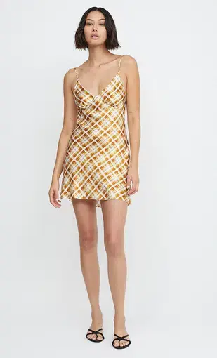 Bec & Bridge Amber V Mini Dress Sunflower Check Size 8