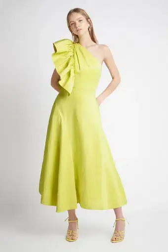 Aje Bonjour Asymmetric Midi Dress Lime Green Size 12
