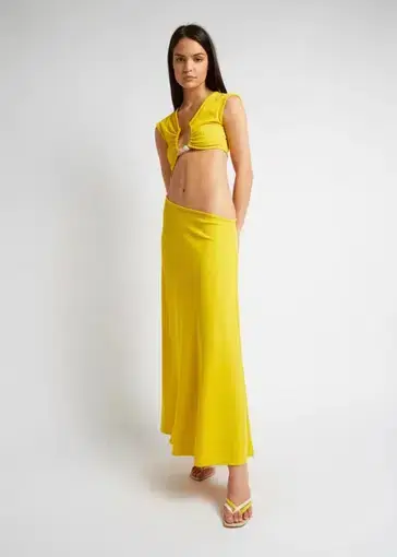 Christopher Esber Quartz Disconnect Torso Cap Sleeve Dress Yellow Size 10
