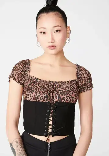 I AM GIA Leopard Rhia Corset Crop Top Size S/Au 8