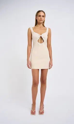 By Johnny Amelia Curve Mini Dress in Bone Ivory Size 12