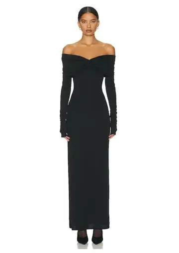 Helsa Matte Jersey Off Shoulder Maxi Dress Black Size 8
