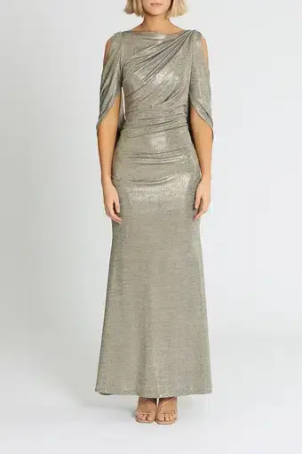 Montique Lana Metallic Gown Gold Size 8