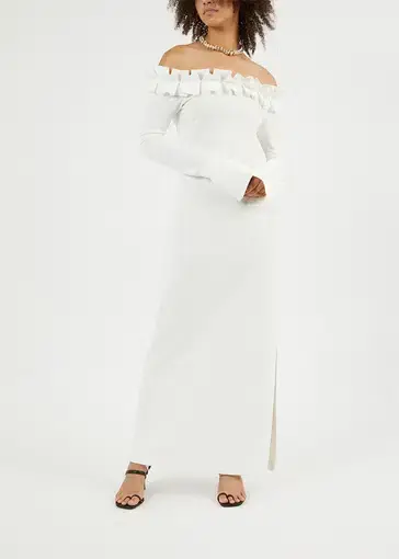Aaizel Ruffle Off Shoulder Maxi Dress White Size 10