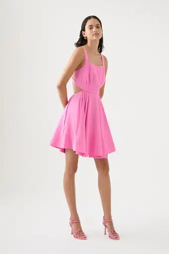 Aje Clara Tie Back Linen Blend Mini Dress in Protea Pink
Size 10